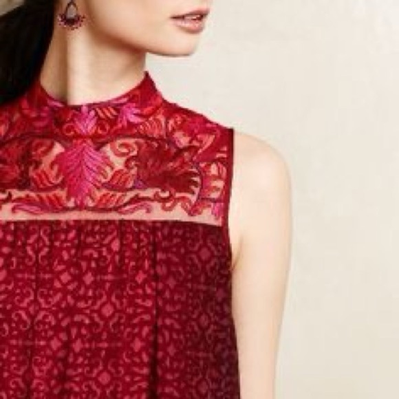 NIKI MAHAJAN AMARA EMBROIDERED CHIFFON SWING DRESS SZ 2 ~ ANTHROPOLOGIE - Picture 7 of 7